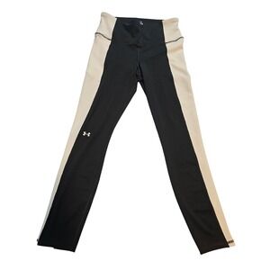 Under Armour Compression Leggings Womens Large Black White Colorblock Pockets
